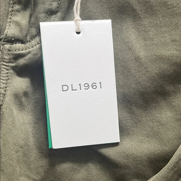 DL1961 Avery Relaxed Straight Dark Green Casual Pants - Picture 5 of 9